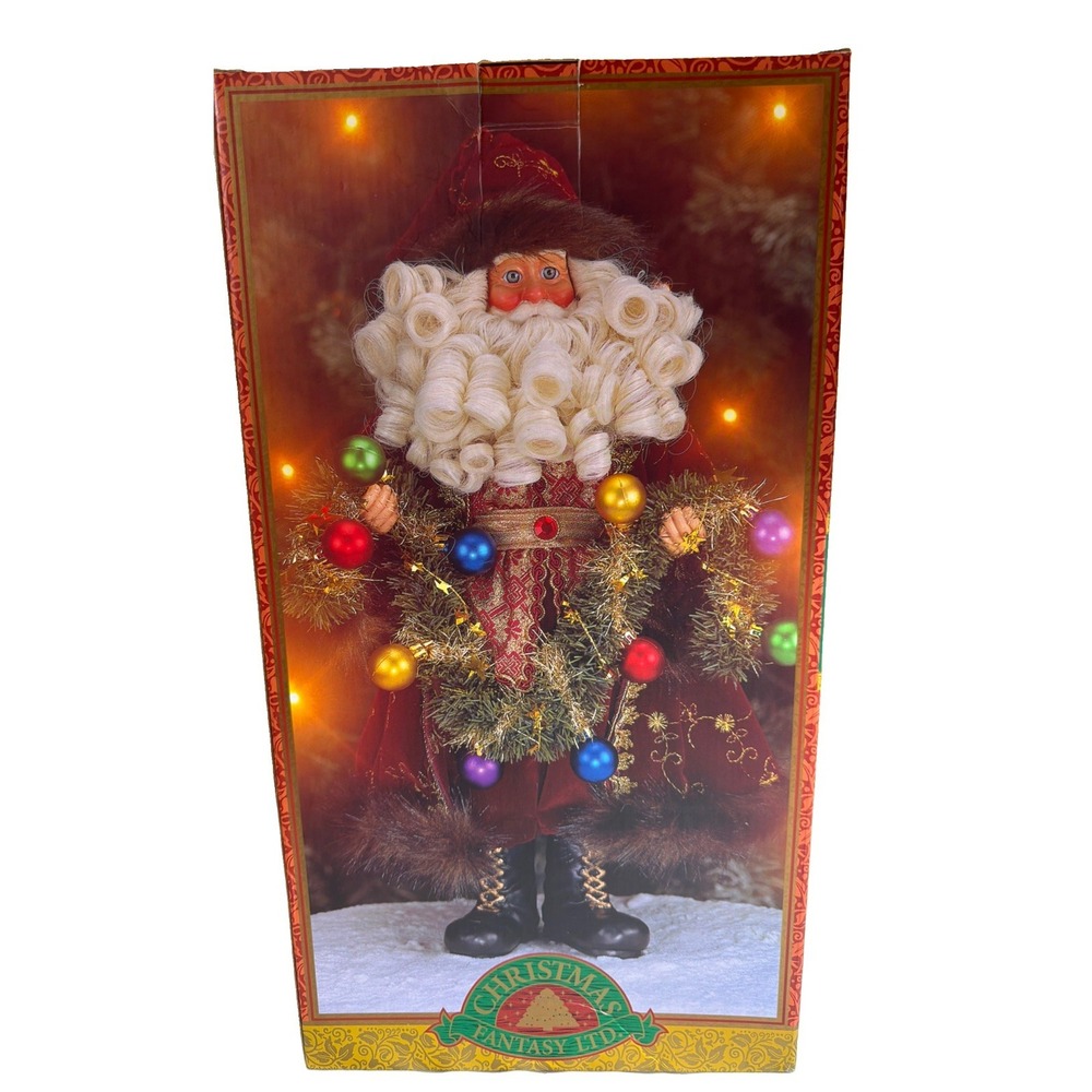 Christmas Fantasy Ltd Opulence 16" Velvet Santa 61507 Vintage Original Box